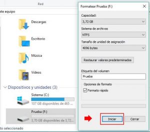 windows no pudo completar el formato