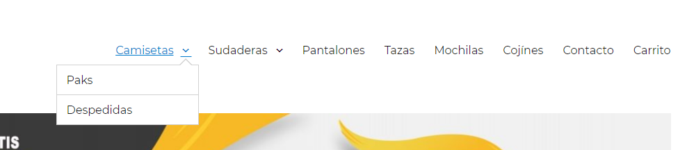 menu de productos woocommerce wordpress