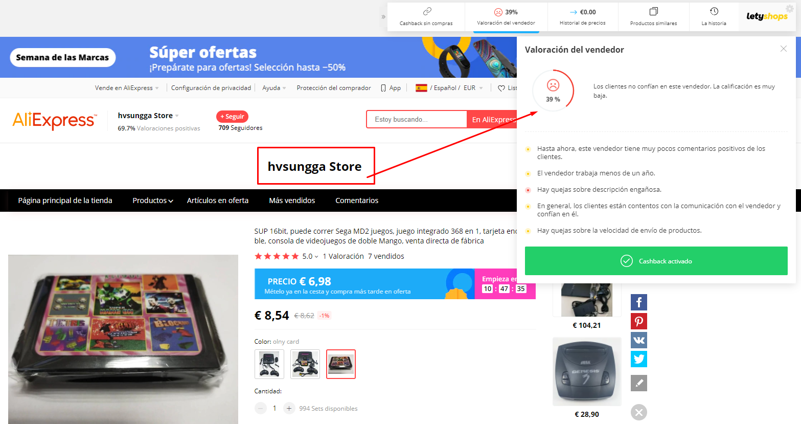 valoracion vendedor letyshops