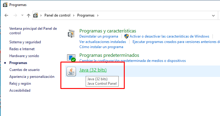 Aplicación bloqueada por la seguridad de Java Windows 10