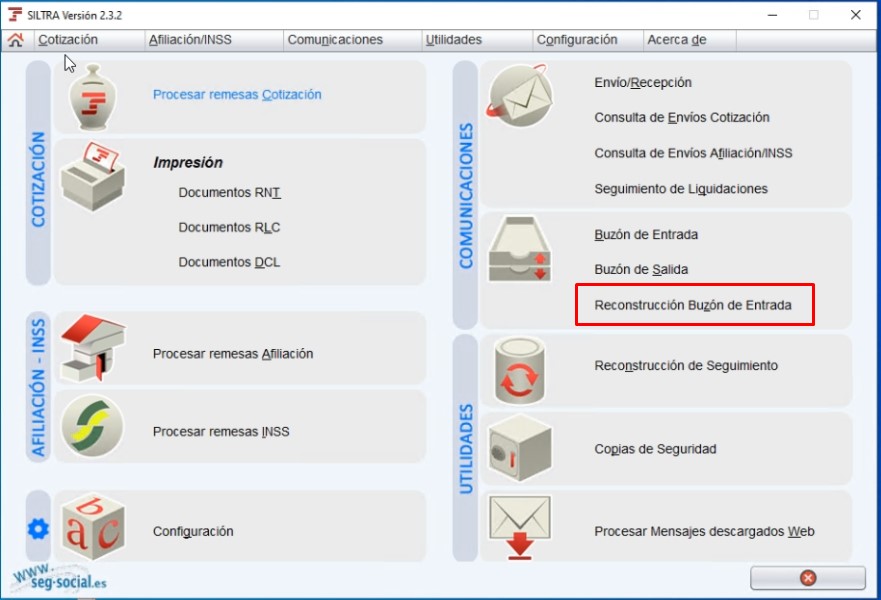 recuperar buzon de entrada siltra